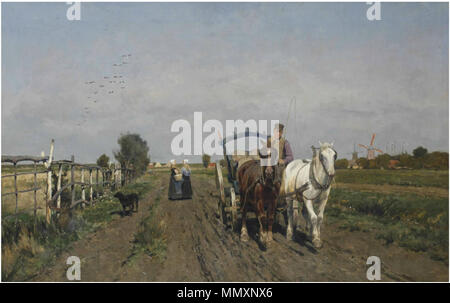 Cavalli su un percorso. 1884. Frans Van Leemputten - cavalli su un percorso Foto Stock