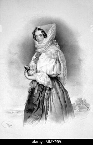 . Deutsch: Franziska de Paula von Liechtenstein, geb. Kinsky (1813-1881), Fürstin. Lithographie von Josef Kriehuber, 1849 . 1849. Josef Kriehuber (1800-1876) Franziska de Paula von Liechtenstein Litho Foto Stock