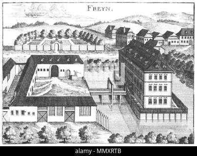 . Deutsch: Schloss del frein nach einem Stich von Georg Matthäus Vischer von 1674 topographia" Austriae superioris modernae . 1674. Georg Matthäus Vischer (1628-1696) nomi alternativi Georg Mathias Vischer Descrizione cartografo austriaco e incisore, Data di nascita e morte 22 Aprile 1628 13 dicembre 1696 Luogo di nascita e morte di Wenns (Tirolo, Alto Adige) Autorità di Linz controllo : Q86223 VIAF:?2771891 ISNI:?0000 0000 6659 9395 ULAN:?500091493 NLA:?35852058 GND:?118768646 del frein-NEU Foto Stock