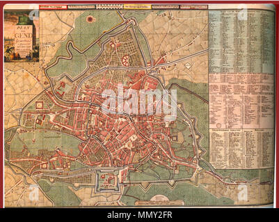 . Inglese: mappa di Gent Belgio da Goethals nel 1796 . 1796. GOETHALS G Gand, 1796, Mappa Goethals Foto Stock