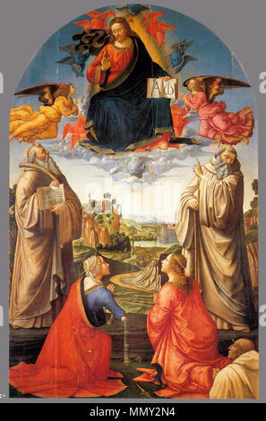 . Inglese: Domenico Ghirlandaio: Cristo in cielo con quattro Santi e un donatore di Cristo in cielo con quattro Santi e un donatore. 1492. Cristo in cielo con quattro Santi e un donatore Foto Stock