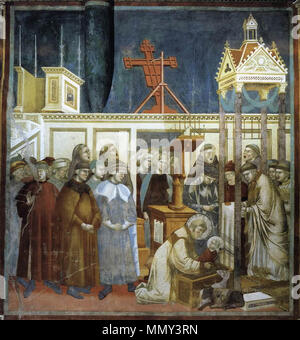 Inglese: la leggenda di San Francesco: 13. Istituzione del presepe di Greccio . tra 1297 e 1300. Giotto di Bondone - La leggenda di San Francesco - 13. Istituzione del presepe di Greccio - WGA09135 Foto Stock