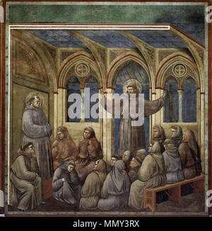Inglese: la leggenda di San Francesco: 18. Apparizione a Arles . tra 1297 e 1300. Giotto di Bondone - La leggenda di San Francesco - 18. Apparizione a Arles - WGA09143 Foto Stock