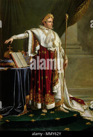 Francese: Napoléon en costume impérial Napoleone I nelle vesti di incoronazione. circa 1812. Napoleone I (da Anne Louis Girodet de Roucy-Trioson) Foto Stock