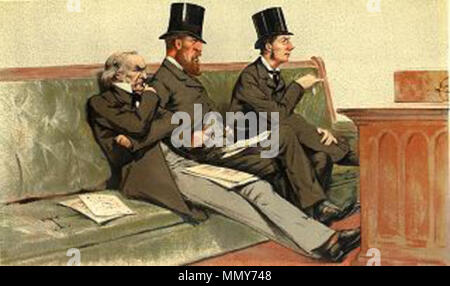 . La caricatura di 'Tesoro panchina' : William Ewart Gladstone, marchese di Hartington e Joseph Chamberlain. Leggere la didascalia "Babble, nascita e Brummagem'. . 1880. Théobald Chartran (1849-1907) nomi alternativi " T " Descrizione del pittore francese Data di nascita e morte 20 Luglio 1849 16 Luglio 1907 Luogo di nascita e morte Besançon Neuilly-sur-Seine sede di lavoro Londra Francia competente controllo : Q922670 VIAF:?ISNI 32266886:?0000 0000 6661 5519 ULAN:?500015217 LCCN:?nr91029509 GND:?1038763061 WorldCat il banco del Tesoro Vanity Fair 6 Luglio 1880 Foto Stock