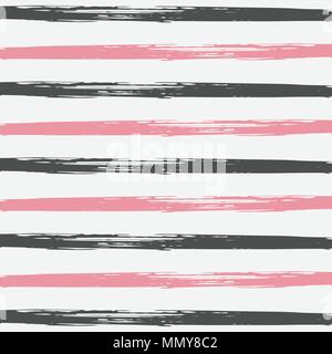 Configurazione vettore. Strisce dipinte a mano sullo sfondo. Grunge Hipster retrò sailor stripes. Linee orizzontali Seamless Pattern. Estate Autunno Vintage Fas Illustrazione Vettoriale