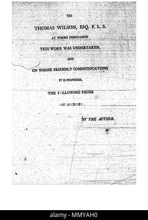 . Questa è una pagina da James Edward Smith è ''Un provino di botanica di New Holland, il primo separatamente pubblicato libro sulla flora di Australia. Il lavoro originale è di dominio pubblico in virtù del suo autore avente morì molti anni fa. La scansione è recente, ma poiché si tratta di una pedissequa copia di un bidimensionale per lavoro e dato che la scansione è stata eseguita negli Stati Uniti, anche essa è di pubblico dominio. Un campione della botanica di New Holland - p. vi Foto Stock