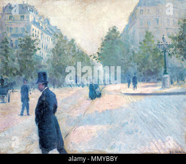 La Place Saint-Augustin, temps brumeux. 1878. Gustave Caillebotte - Place Saint-Augustin, temps brumeux Foto Stock