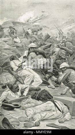 Montanari storming un redoubt, Battaglia di Tel-El-Kebir, 13 Settembre 1882 Foto Stock