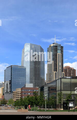 Denver, Colorado - 6 Maggio 2018: Downtown Denver, Colorado, cityscape in una giornata di sole Foto Stock