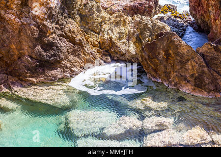 Toiny naturale di costa pozze di marea in st barts Foto Stock