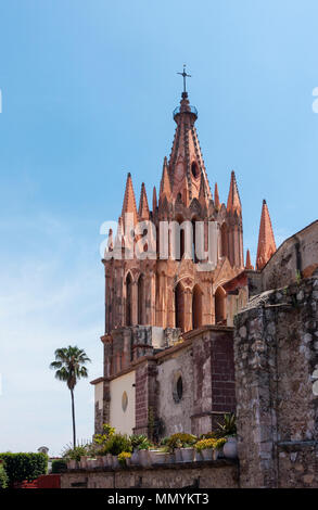 La Parroquia de San Miguel Arcángel in San Miguel De Allende, Messico Foto Stock