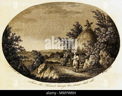 . Inglese: Semi-titolo illustrazione ovale in cui l'eremita pende la sua paglia-placcati cella nel 1813 edizione di Gilbert bianco Storia Naturale di Selborne. La pittura di Samuel Hieronymus Grimm; incisi da William Angus. . 1789. Semi-titolo "ovale in cui l'eremita pende la sua paglia-placcati cell" Storia Naturale di Selborne Foto Stock