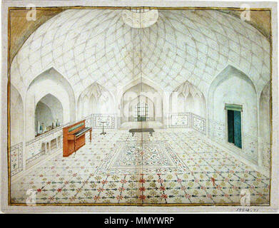 . Inglese: Interno del hammam presso il Red Fort di Delhi e sono arredati secondo il gusto inglese. Nome oggetto: illustrato opera singola data: ca. 1830-40 Geografia: India, Delhi Cultura: coloniale inglese medio opaco: acquerello su carta Dimensioni: H. 9 1/8 in. (23,2 cm) W. 12 1/8 in. (30.8cm) Classificazione: Codices linea di credito: Louis E. e Theresa S. Seley acquisto Fondo per arte Islamica, 1994 Numero di accessione: 1994.71. . Circa 1830-40 o dopo il 1857. Unknown Hammam Red Fort interno Foto Stock