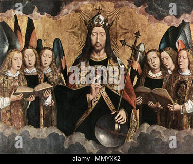 Cristo circondato da angeli musicanti. 1480s. Hans Memling - Cristo circondato da angeli musicanti - WGA14935 Foto Stock