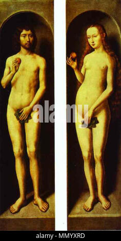 Deutsch: Außenflügel des Johannesaltärchens: Adam und Eva . Deutsch: um 1485/1490 . Hans Memling 079 Foto Stock