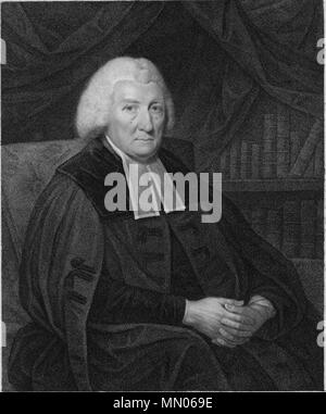 . Inglese: Rev Prof Hugh Blair FRSE (7 aprile 1718 - 27 dicembre 1800) era un ministro scozzese di religione, l'autore e il retore, considerato uno dei primi grandi teorici del discorso scritto. . 1802. Francesco Bartolozzi (1727-1815), incisore, dopo il Sir Henry Raeburn (1756-1823), pittore ritratto Hugh Blair ecclesiastico 001 Foto Stock