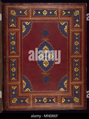 W.563.binding anonimo (islamica). "Vincolante dal Corano,' IX secolo AH/annuncio del XV secolo. marrone con fregi dorati del Marocco con filigrana. Walters Art Museum (W.563.legame): acquistato da Henry Walters. Indian - vincolante dal Corano - Walters W563rilegatura - Coperchio superiore aperto Foto Stock
