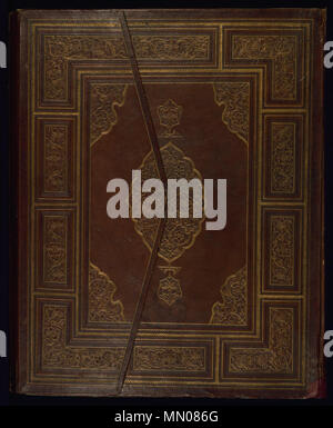W.563.binding anonimo (islamica). "Vincolante dal Corano,' IX secolo AH/annuncio del XV secolo. marrone con fregi dorati del Marocco con filigrana. Walters Art Museum (W.563.legame): acquistato da Henry Walters. Indian - vincolante dal Corano - Walters W563rilegatura - parte superiore chiusa (2) Foto Stock