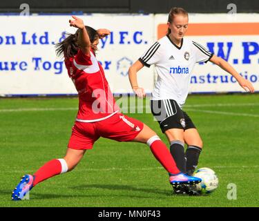 Rhyl, Regno Unito Rhyl Ladies prendere a Abergavenny Ladies Welsh Premier leauge, credito Ian Fairbrother/ Alamy Foto Stock