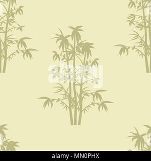 Seamless ripetere la configurazione di sfondo di piante di bambù in silhouette. Illustrazione Vettoriale