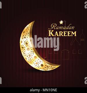 Il Ramadan Kareem scintillante di biglietto di auguri Illustrazione Vettoriale