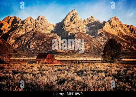 John Moulton granaio sulla riga mormone vicino al Parco Nazionale di Grand Teton. Il Wyoming. Foto Stock