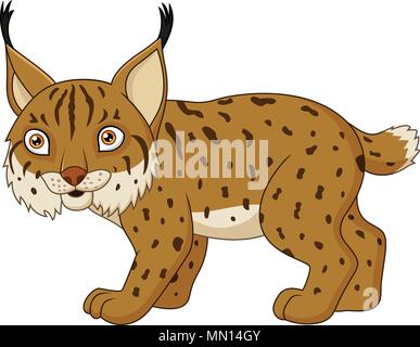 Cartoon lynx isolato su uno sfondo bianco Illustrazione Vettoriale