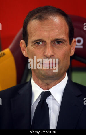 13.05.2018. Stadio Olimpico di Roma, Italia. Serie A. Come Roma vs Juventus FC. Max Allegri durante la serie di una partita di calcio come Roma vs Juventus allo Stadio Olimpico di Roma. Foto Stock