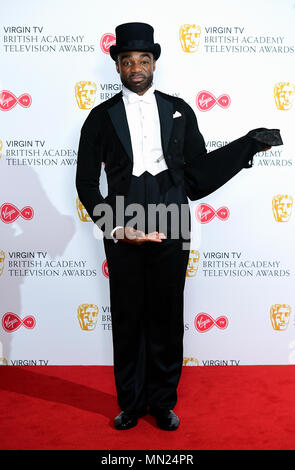 Oduba minerale nella sala stampa della Vergine TV British Academy Awards televisione 2018 tenutasi presso la Royal Festival Hall, Southbank Centre di Londra. Foto Stock