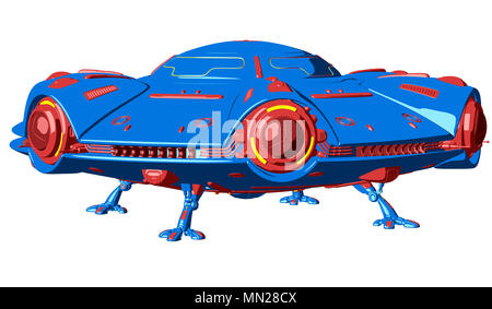 Cartoon UFO isolato su sfondo bianco. 3D illustrazione Foto Stock