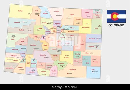 Colorado politica e amministrativa di mappa vettoriale Illustrazione Vettoriale