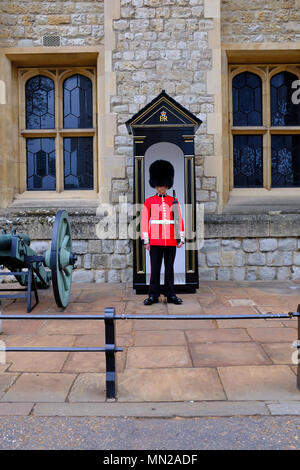 Coldstream Guards in servizio presso la Torre di Londra REGNO UNITO Foto Stock