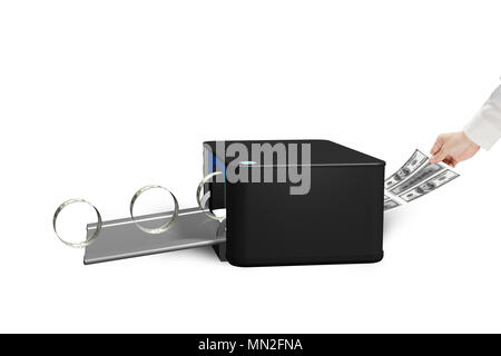 Trasferimento dal disegno 3D prodotto tramite la stampante su sfondo bianco Foto Stock