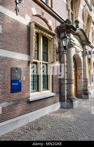 Architectural dettagli degli esterni del Binnenhof edificio del parlamento, l'Aia (Den Haag), Paesi Bassi. Foto Stock