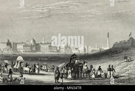 Vista di Calcutta dall'Esplanade, circa 1850 Foto Stock