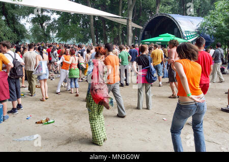 Arena di danza nel campeggio a exit festival 2005, Novi-Sad Serbia. Foto Stock