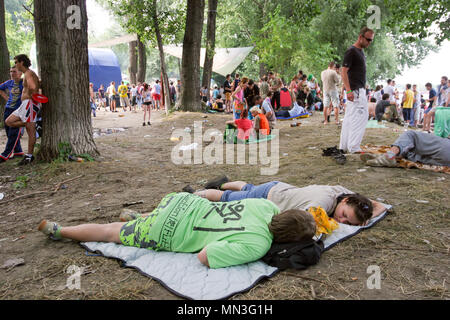 Arena di danza nel campeggio a exit festival 2005, Novi-Sad Serbia. Foto Stock