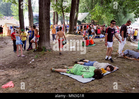 Arena di danza nel campeggio a exit festival 2005, Novi-Sad Serbia. Foto Stock