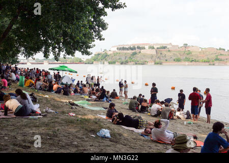 Arena di danza nel campeggio a exit festival 2005, Novi-Sad Serbia. Foto Stock