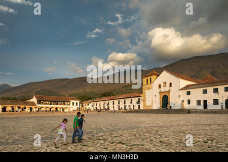 Plaza Mayor, Villa de Leyva, Boyacá, Colombia Foto Stock