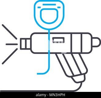 Verniciatura auto vettore di linea sottile icona tratto. Verniciatura auto delineano illustrazione, segno lineare, simbolo del concetto. Illustrazione Vettoriale