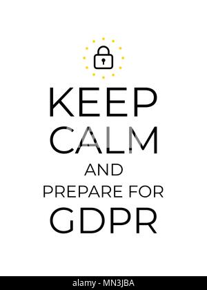 Mantenere la calma e a prepararsi per il PILR. Dati generali del regolamento di protezione Illustrazione Vettoriale