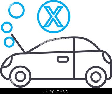 Surriscaldamento del motore del vettore di linea sottile icona tratto. Surriscaldamento del motore illustrazione di contorno, segno lineare, simbolo del concetto. Illustrazione Vettoriale