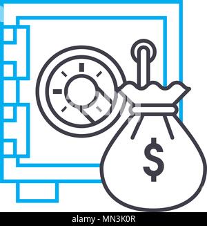 Riassicurazione finanziaria del vettore di linea sottile icona tratto. Riassicurazione finanziaria profilo illustrazione, segno lineare, simbolo del concetto. Illustrazione Vettoriale