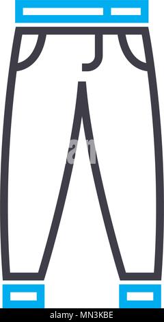 Jeans da uomo vettore di linea sottile icona tratto. Jeans da uomo delineano illustrazione, segno lineare, simbolo del concetto. Illustrazione Vettoriale