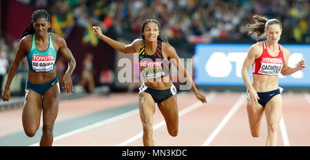 Londra, Inghilterra - 05 agosto: Tamara de Sousa del Brasile compete al fianco di Nafissatou Thiam del Belgio e Katerina Cachov CZE durante il giorno due del XVI IAAF mondiale di atletica Londra 2017 presso il London Stadium il 5 agosto 2017 a Londra, Regno Unito. --- Image by © Paolo Cunningham Foto Stock