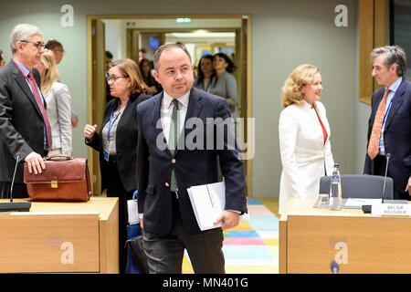 Bruxelles, BXL, Belgio. 14 Maggio, 2018. Konrad Szymanski, il Polacco ministro degli affari europei, prima della GAC il Consiglio Affari Generali UE a Bruxelles, in Belgio il 14.05.2018 da Wiktor Dabkowski Credito: Wiktor Dabkowski/ZUMA filo/Alamy Live News Foto Stock