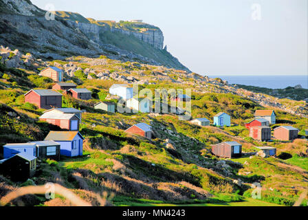 Isola di Portland. 14 maggio 2018. La settimana inizia con una chiara e soleggiato su Chesil Beach, isola di Portland Credit: stuart fretwell/Alamy Live News Foto Stock