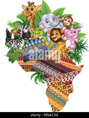 Cartoon africana di animali selvatici Illustrazione Vettoriale